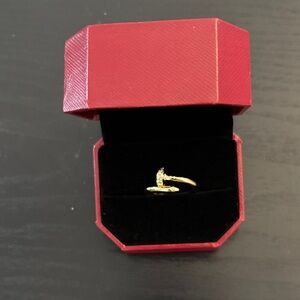 Nail Ring - Gold “Cartier” Sz 7 Diamond Nail Ring